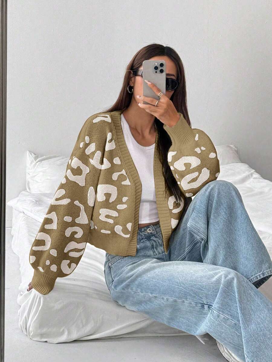 SHEIN Unity 女款全印花休閒百搭日常穿著開襟衫 - 彩色 - 查看 1