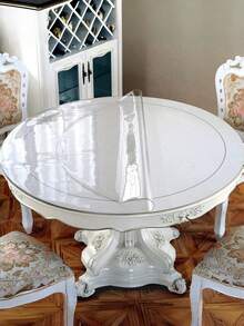 1PC High Quality Luxury Round Clear Tablecloth 100 Percent PVC Scratch Heat Resistant For Home Hotel Restaurant Coffee Table Round Clear Table Mat For Adults - White - View 4
