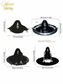 Muroi Mono 1 buah Stiker Lantai Dekorasi Rumah Ruang Tamu Wanita Berambut Panjang Menakutkan Bertema Halloween Kreatif - warna-warni - View 2