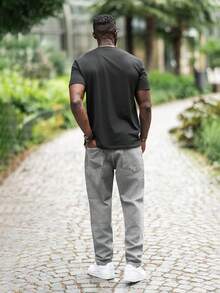 thenoahjr thenoahjr Men's Casual Distressed Tapered Denim Jeans - Grey - View 2
