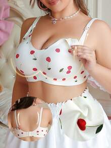 SHEIN Plus Size Maternity Cherry Print Nursing Casual Everyday Bra - Multicolor - View 1
