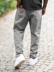 thenoahjr thenoahjr Men's Casual Distressed Tapered Denim Jeans - Grey - View 5