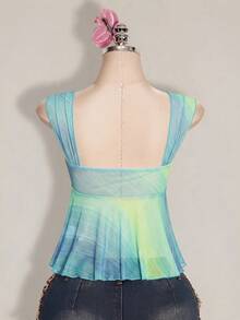 SHEIN ICON 女款不對稱網紗下擺背心 - 彩色 - 查看 2