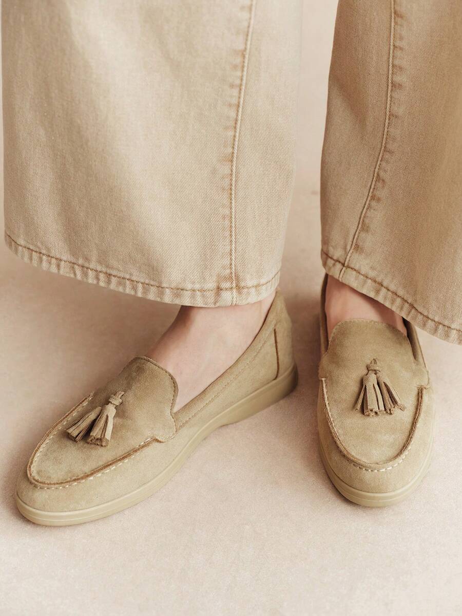 Rosivie Women's Flat Round Toe Shoes Suitable For Daily Casual Wear, Commuting, Office And Outdoor Activities - Milk apricot - View 1