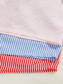 Napfluff Bas de combinaison à imprimé rayé plissé tissé pour femmes - Multicolore - Voir 6