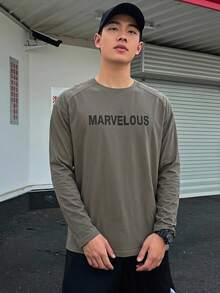 DAZY Men's Letter Print Summer T-Shirt - Grey - View 5
