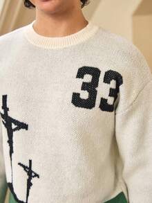 Whitmere ANDREILEE Sweater Pullover Pria Kasual Longgar Warna Polos dengan Pola Angka & Huruf Inggris, Serbaguna untuk Berpergian, Musim Gugur/Dingin - Aprikot - View 7