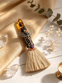 1件手工天然水晶迷你女巫掃帚祭壇工具 靈性修行魔法掃帚萬聖節裝扮派對小禮品 適合維卡巫術愛好者的趣味禮物 - 彩色 - 查看 13