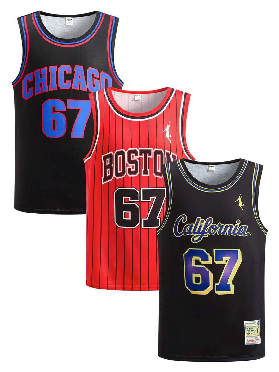 SHEIN Bộ 3 món cho bé trai tuổi teen, áo tank top không tay kiểu dáng tối giản, thích hợp cho mùa hè. - Nhiều màu - Xem 1