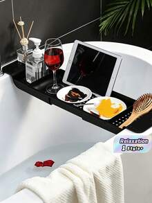 1PC Adjustable Bathtub Tray, Space-Saving Expandable Shelf, Durable Waterproof Organizer, Stylish Bathroom Caddy With Multifunctional Storage, Easy To Install, Bathroom Fish Tank Accessories - Multicolor - View 1