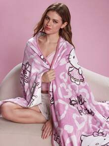 HELLO KITTY AND FRIENDS | SHEIN 1件可愛印花加厚毯，柔軟保暖，不易掉毛，多種尺寸，可用於沙發、床鋪、午休 - 西瓜粉 - 查看 2