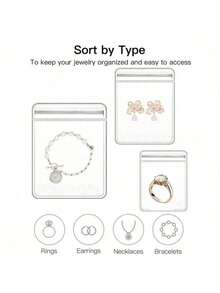 60/100Pcs 3 Sizes Thickened Transparent PVC Jewelry Bags, Plastic Transparent Jewelry Bags, Ring Earring Packaging Storage Bags, Anti-Oxidation Zipper Bags, Gift For Women Wives, Jewelry Storage Bags - White - View 8