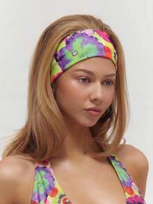 MUSERA Floral Print Headband Spring Summer Holiday Ibizia Festival Tropic Vacation Saltwash - fuchsia - View 2