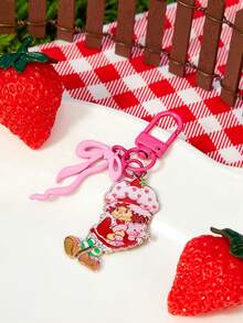 Strawberry Shortcake X SHEIN 1PC Rose Red Bow Keychain Earphone Pendant Decorative Accessories Bag Pendant - Multicolor - View 4