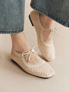 Rosivie Spring And Summer New Small Square Toe Retro Loafer Comfortable And Simple Holiday Commuter Versatile Flats - Beige - View 8