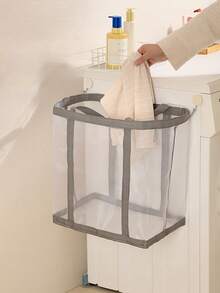 1PC Large Capacity Foldable Mesh Drying Basket With Handles Portable Rectangular Laundry Organizer Bag For Clothes Toys Accessories Quick Drying Breathable Lightweight Space Saving Collapsible For Home Travel Car Camping Closet Storage Essential - Grey - View 3