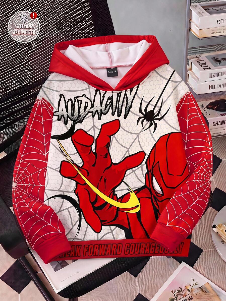 SHEIN EZwear 秋季新款個性化電影蜘蛛印花女款運動衫,秋季運動衫,適合日常通勤、派對、秋冬春夏、聖誕節、新年、感恩節、派對、婚禮、海灘、畢業典禮、優雅、外出、約會、通勤、情人節、優雅、度假、Y2K、畢業典禮及其他場合 - 彩色 - 查看 1