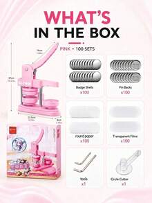 صانع الشارات - (الجيل الثالث) صانع الشارات DIY بدون تركيب، يتضمن لوازم الشارات والصور وقاطع دائري - زهري - مشاهدة 13