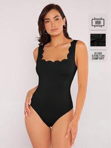 SHEIN BASICS 女款純色休閒性感日常穿著外出夜店連身衣 黑色 夏季 - 黑色 - 查看 4