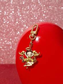 Betty Boop x SHEIN 1 قطعة سلسلة مفاتيح كرتونية إبداعية متعددة الوظائف يمكن استخدامها أيضًا كملصق ثلاجة، لطيفة، عادية، مناسبة للحفلات والحفلات الموسيقية والمهرجانات - الذهبي - مشاهدة 5