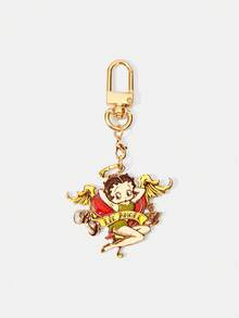 Betty Boop x SHEIN 1 قطعة سلسلة مفاتيح كرتونية إبداعية متعددة الوظائف يمكن استخدامها أيضًا كملصق ثلاجة، لطيفة، عادية، مناسبة للحفلات والحفلات الموسيقية والمهرجانات - الذهبي - مشاهدة 2