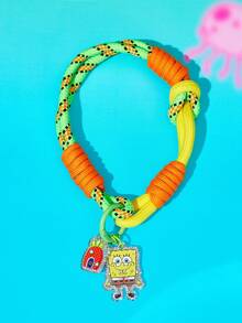 SpongeBob SquarePants | SHEIN SpongeBob SquarePants Cute Cartoon Pineapple House Charm Pendant With Braided Rope Wrist Strap Lanyard, Bling Bag Keychain Accessory For Women Men - Yellow - View 2