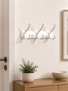 1/2/3Pcs Cream White Three Hook Wall Mounted Clothes Hanger Heavy Duty Strong Load Bearing Door Back Coat Rack Entryway Hallway Garment Hook Organizer Wall Hanging Storage Hook For Home Entry Interior Decoration Closet Accessory - Multicolor - View 6