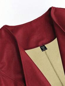 SHEIN Clasi 大尺碼女款前開襟復古休閒背心外套 冬季 - 紅色 - 查看 4