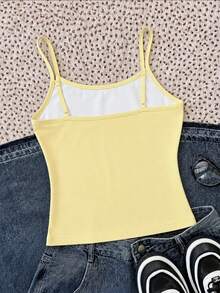 Teen Girls Casual Minimalist Spaghetti Strap Fitted Tank Top Summer Top Flower - Multicolor - View 2
