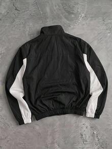HIMLAND Men's Spring/Autumn Casual Colorblock Patchwork Jacket - Black and White - View 3