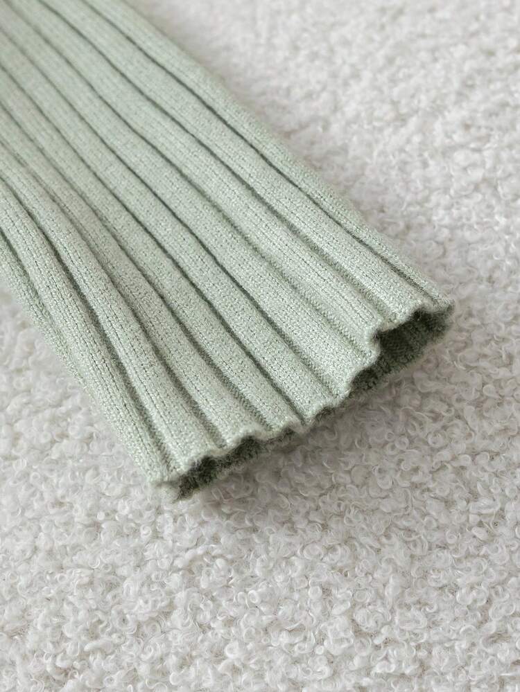 Cardigan de punto con capucha y cremallera de manga larga de unicolor para niña preadolescente - Verde - Añade 7