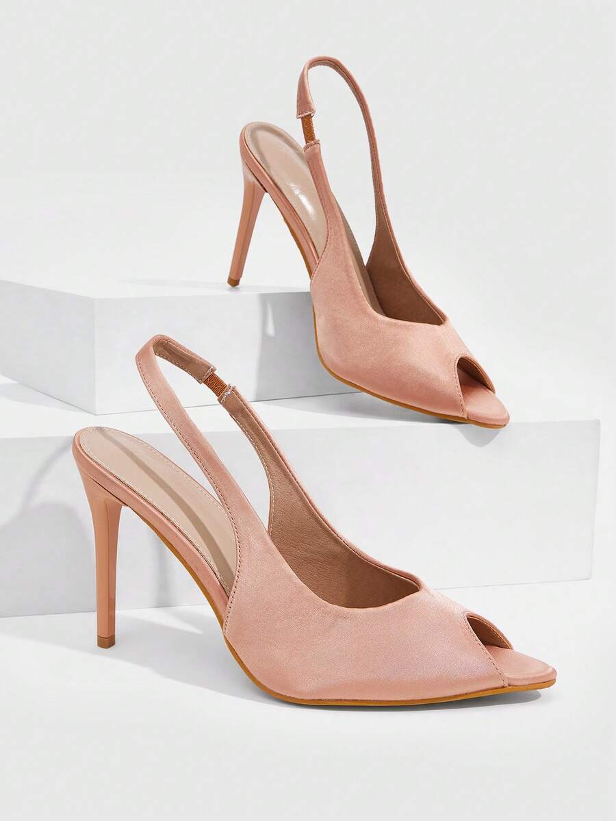 CUCCOO SZL Ladies' Lotus Root Pink Fish Mouth Fine Heel With V-Cut French Gentle Style Elegant Date Versatile High-Heeled Sandals - Dusty Pink - View 1