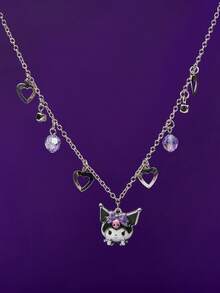 HELLO KITTY AND FRIENDS | SHEIN Kalung Liontin Hati Motif Kartun Kreatif Baru, Desain Sambungan IP, Personalisasi yang Menawan, Sederhana dan Elegan, Dapat Juga Digunakan Sebagai Aksesori - Platinum - View 4