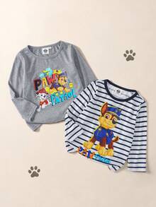 Maija Kids SHEIN | PAW Patrol Maija Kids 2件裝小男孩卡通兒童印花圓領長袖休閒百搭T恤 - 彩色 - 查看 7