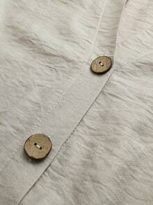 Linhara CURVE 2026 New All-Season Long Sleeve Plus Size Woven Casual Cardigan Shirt Dress Fall - Khaki - View 4