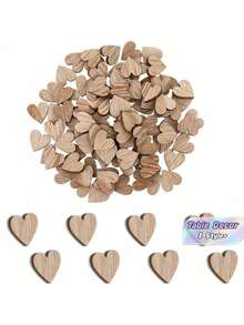 100Pcs Mini Wooden Hearts 12mm Natural Wood Craft Hearts For Wedding Birthday Christmas Table Confetti DIY Decoration - multicolor - View 1