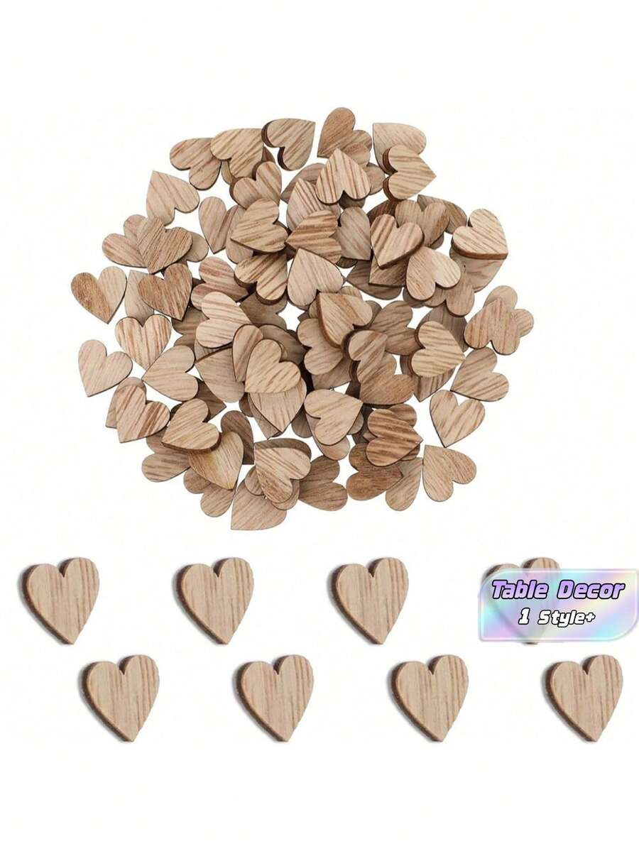 100Pcs Mini Wooden Hearts 12mm Natural Wood Craft Hearts For Wedding Birthday Christmas Table Confetti DIY Decoration - multicolor - View 1