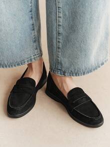 Rosivie Women's Flat Round Toe Slip-On Shoes, Suitable For Daily Casual Wear And Office - Graphite Black - View 1