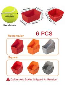 SHEIN 6Pcs Red Silicone Cupcake Muffin Baking Cups Liners Reusable Non-Stick Cake Molds Set - Red - View 11