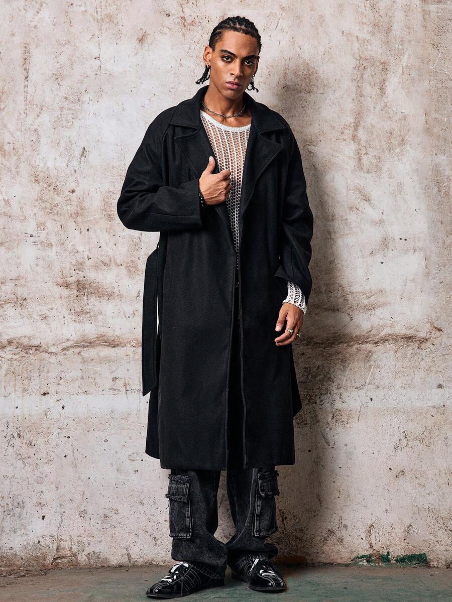 Skyrend Men's Solid Color Minimalist Casual Long Sleeve Windbreaker, Autumn/Winter Fall/Autumn/Winter Grunge - Black - View 1