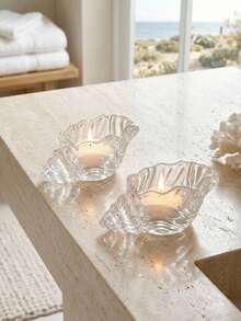 Haus Hana 1pc Light Luxury Style Transparent Glass Seashell Candle Holder Decorative Accessory For Romantic Candlelit Dinner Photography Prop - multicolor - View 1
