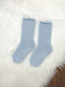 SHEIN Vintaside Kids 新生兒秋冬休閒針織連身衣 - 淺藍色 - 查看 6