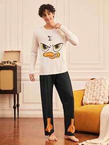 Provexi Provexi Funny Print Long Sleeve Long Pants Men's Pajama Set - Multicolor - View 2