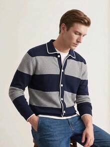 Manfinity Hypemode Men's Autumn/Winter Casual Colorblock Patchwork Cardigan Holiday Festival Autumn Streetwear Winter - Multicolor - View 5