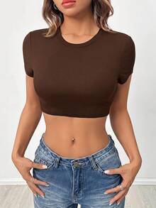 SHEIN PETITE 2件組女款素色修身短袖T恤 - 彩色 - 查看 3