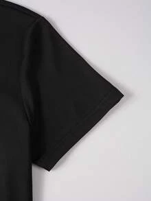 Manfinity Homme Men's Casual Versatile Short Sleeve T-Shirt, Summer - Black - View 3