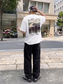 Manfinity Dauomo 新款男士春季山區天氣T恤，舒適時尚春/夏風格 - 黑色 - 查看 7