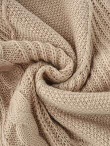 SHEIN New Women's V-Neck Pullover Sweater For Fall & Winter. Crafted With Three-Dimensional Patterns And Relaxed Drop Shoulders, This Khaki Knit Top Is Versatile - Camel - View 5