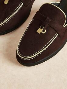 Rosivie Women's Daily Travel Versatile Fashion Casual Mules Flats - Chocolate brown. - View 8