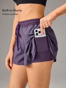 OutZeal Women Outdoor Purple Shorts Hiking Camping Quick-Dry 2-In-1 Design Built-In Shorts With Pockets - Purple - View 2